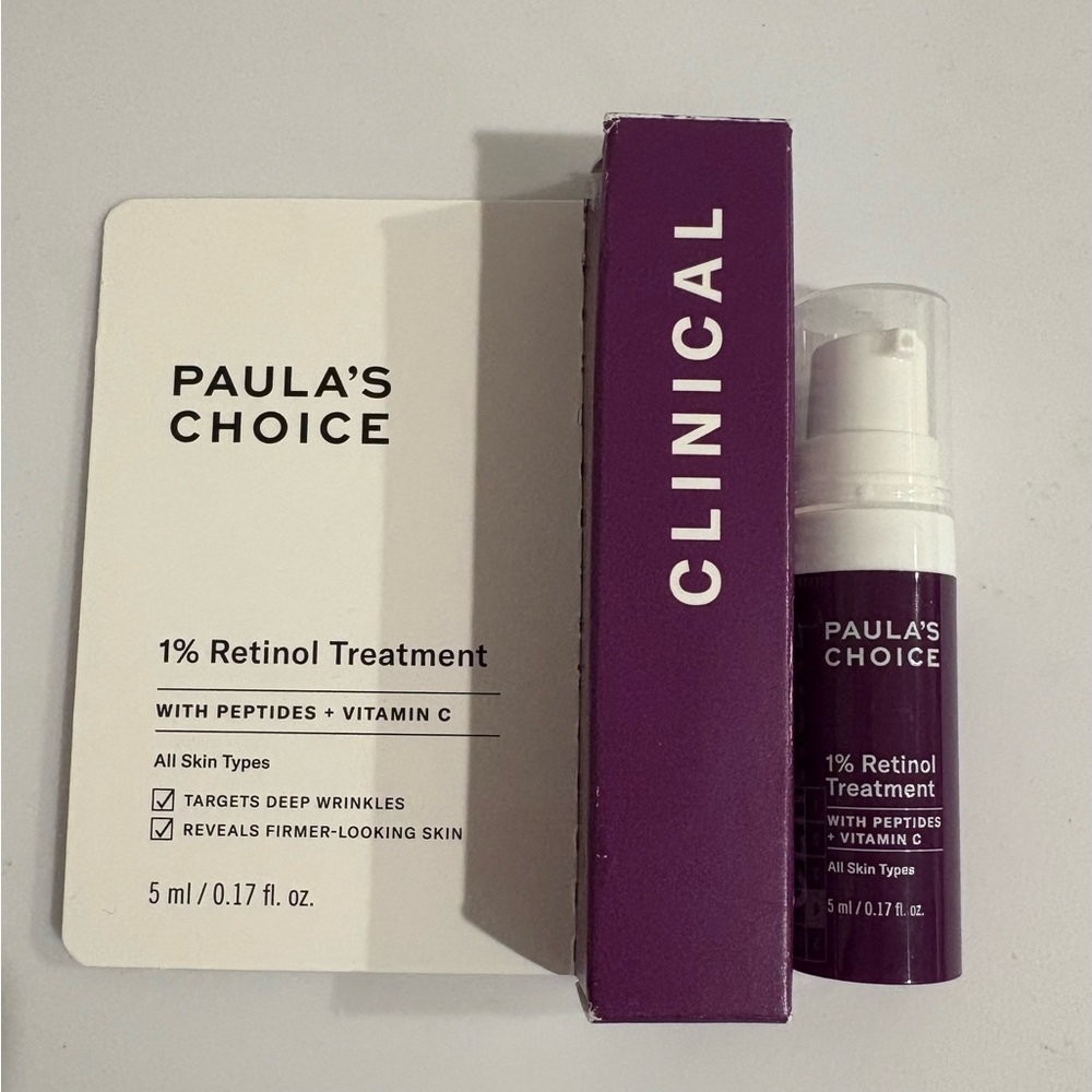 Paula’s choice clinical 1% retinol treatment .17 fluid ounces new